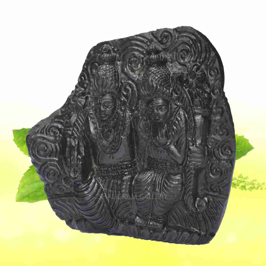 Adbhut Sitting Vishnu Laxmi Shaligram Idol 4.0SGI43