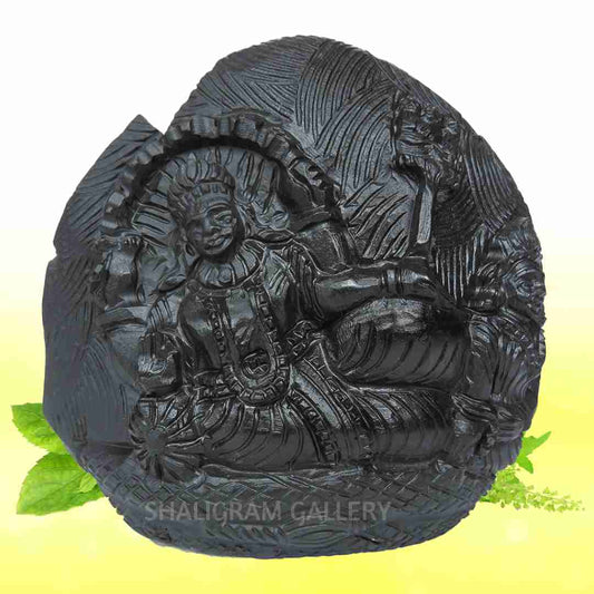 Shree Laxmi Narayana Idol carved on Sudarshan Shaligram SGI98